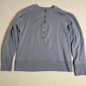 Athleta Henley Sweatshirt Top Women's XS Blue/Gray‎ Long Sleeve Casual Pullover
